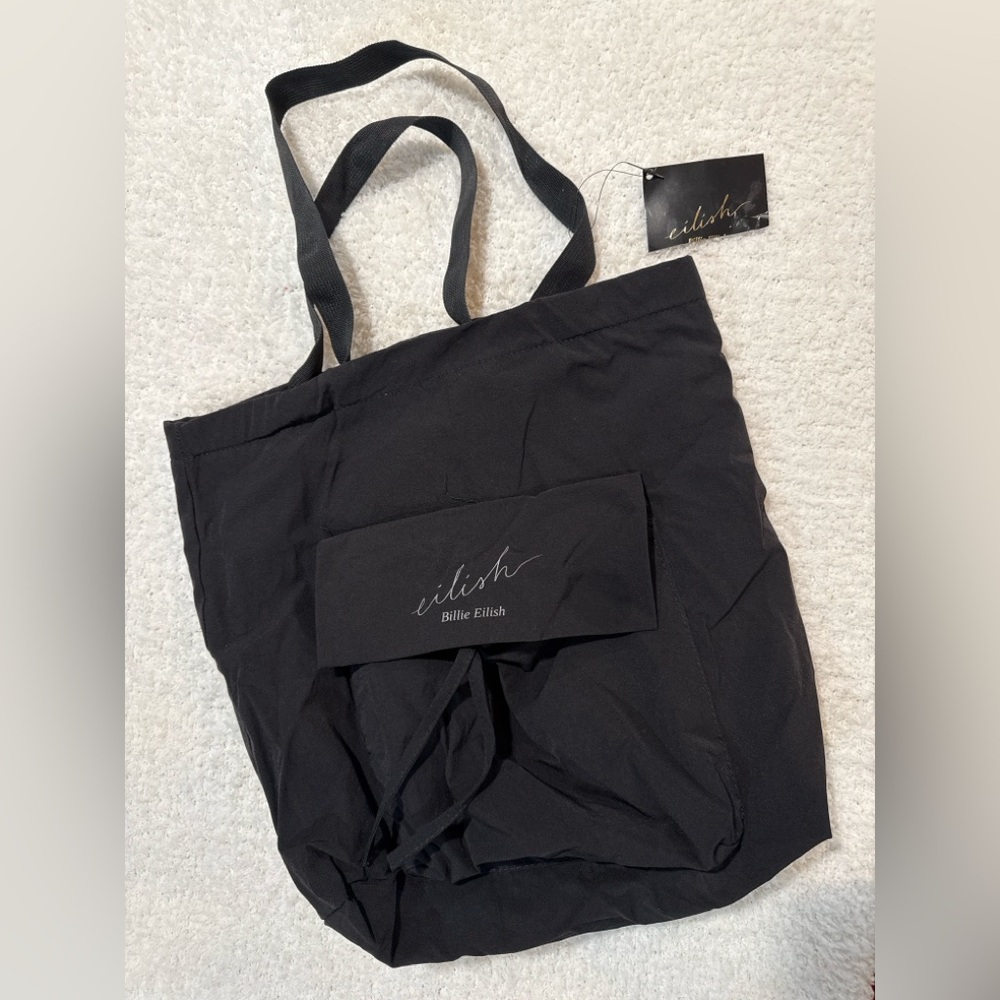 🖤 Billie Eilish “Eilish” Recycled Tote Bag | Black Nylon Pull Top | NWT